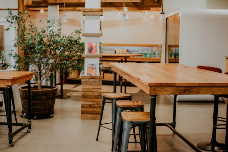 Wood Furniture - brown and black wooden table and stools